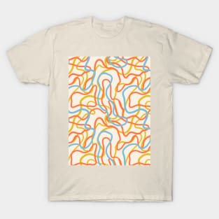 Abstract curvy lines pattern in off white T-Shirt